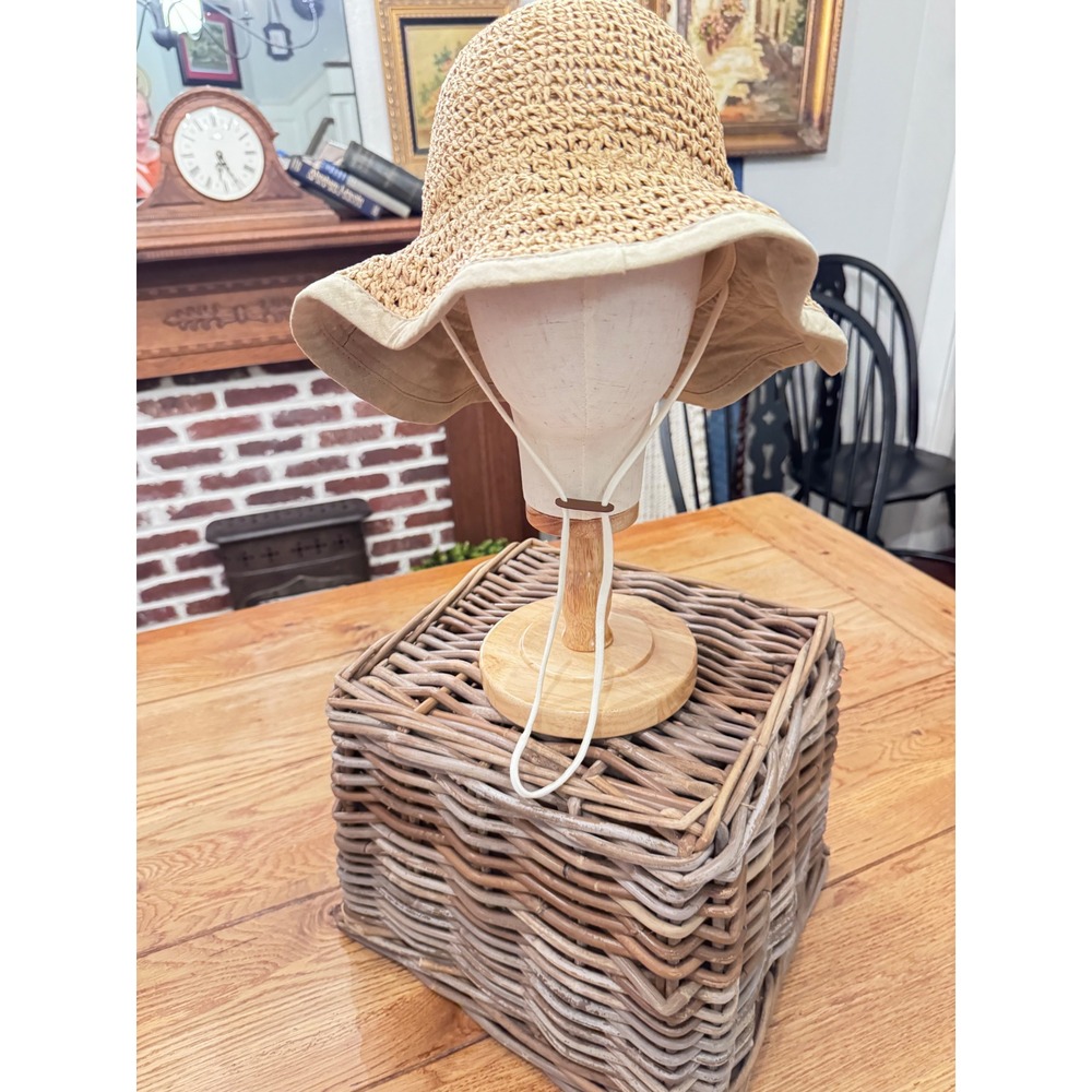 FURTALK Straw Bucket Hat Tan Linen Lined UPF 80+ Sun Protection Adjustable